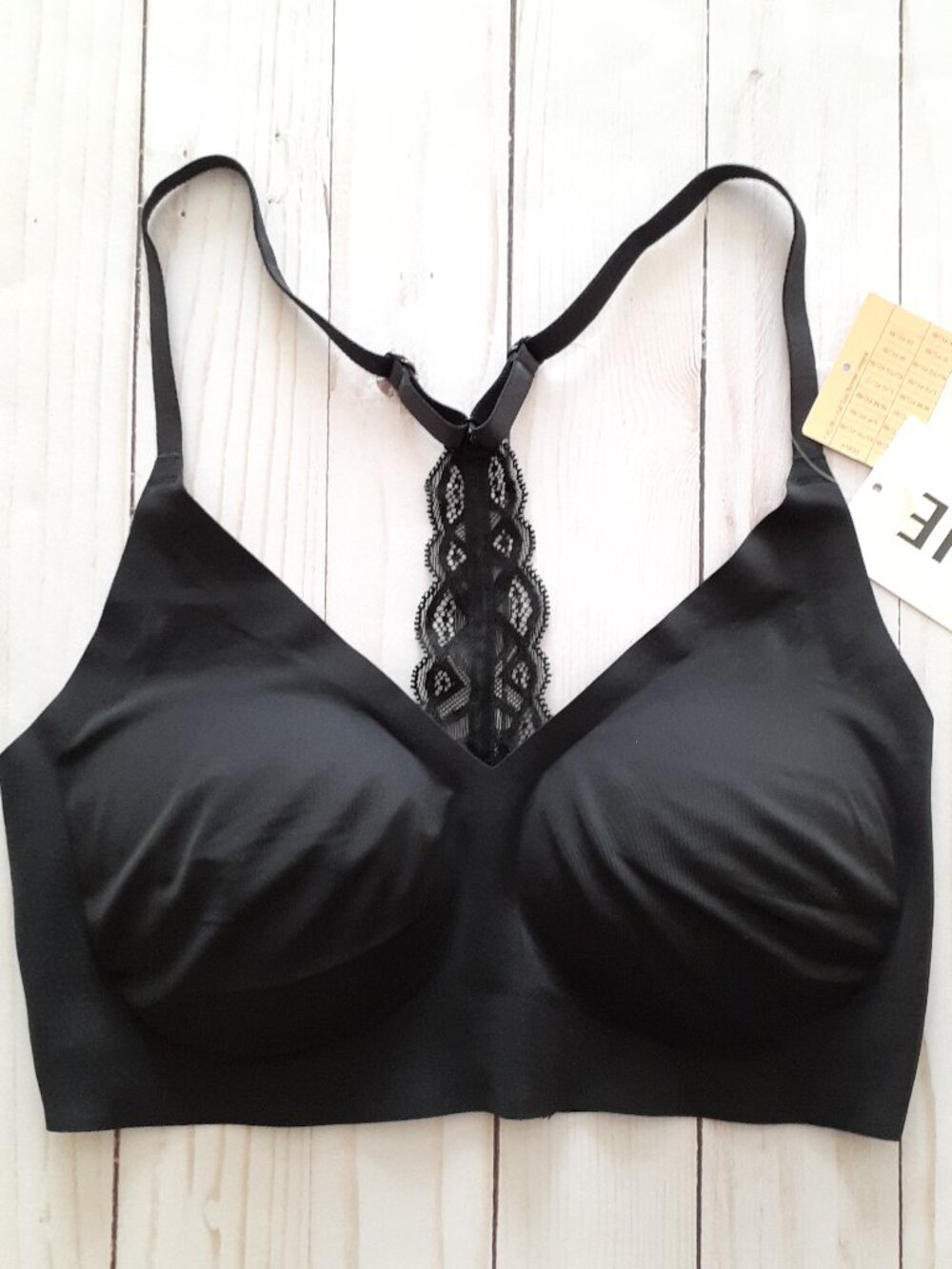 NWT True & Co Triangle Lace Racerback Bralette Black Size S